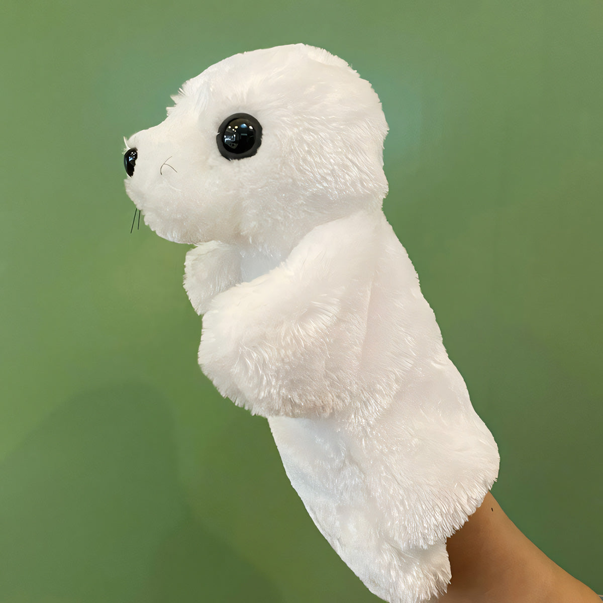 LULEZON Plush Seal Hand Stuffed puppets Ocean Animals Toys for Kids White