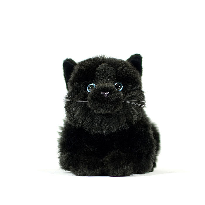 Super pure black cat plush toy doll cute little cat doll simulation cat plush toy