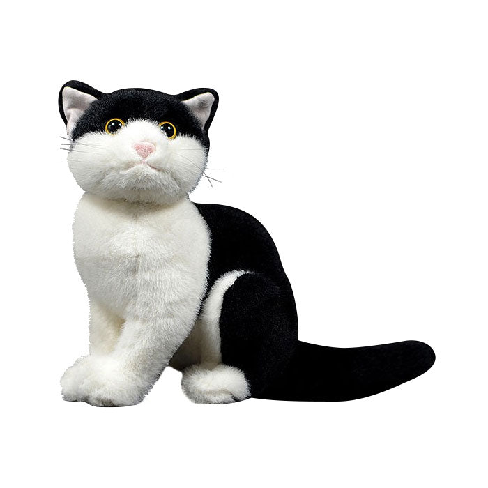 Simulation black and white cat doll cute cow cat doll Chinese garden cat plush toy simulation animal