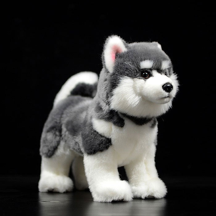 Simulated dog doll gray Alaskan dog doll simulated animal sled dog plush toy model