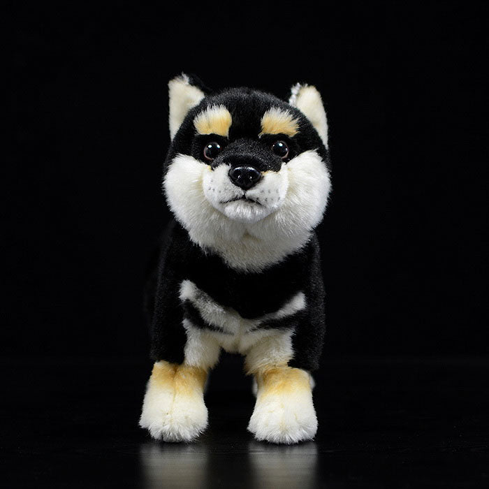 Cute dog doll simulation black Shiba dog doll standing posture dog plush toy simulation animal 28CM
