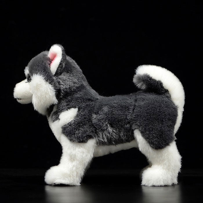 Simulated dog doll gray Alaskan dog doll simulated animal sled dog plush toy model