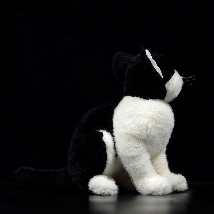 Simulation black and white cat doll cute cow cat doll Chinese garden cat plush toy simulation animal
