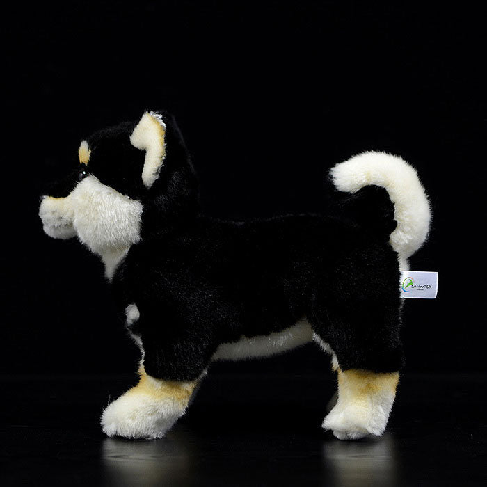 Cute dog doll simulation black Shiba dog doll standing posture dog plush toy simulation animal 28CM
