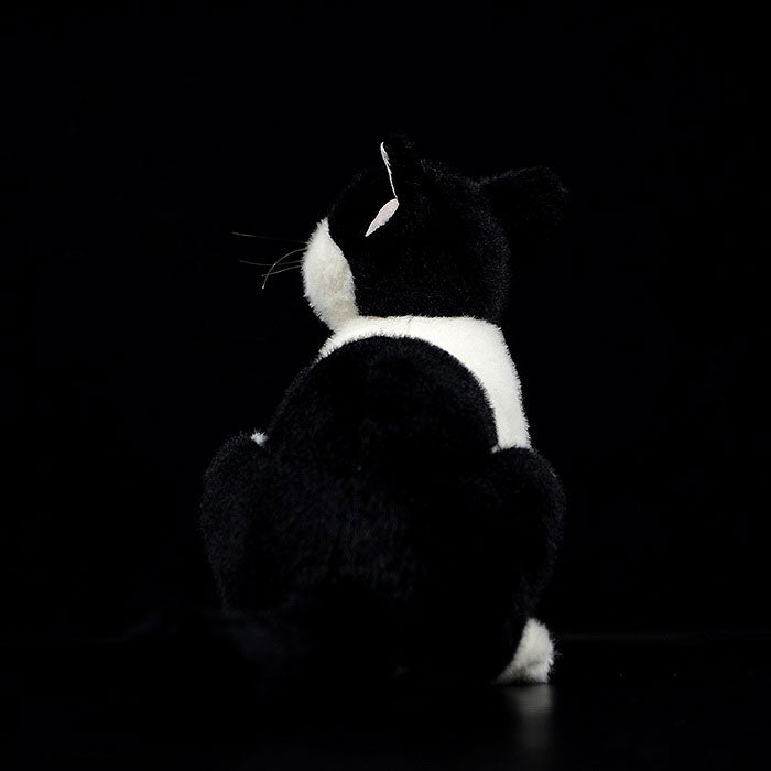 Simulation black and white cat doll cute cow cat doll Chinese garden cat plush toy simulation animal