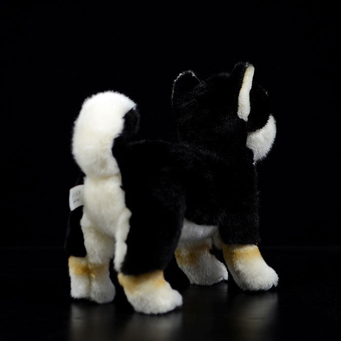 Cute dog doll simulation black Shiba dog doll standing posture dog plush toy simulation animal 28CM
