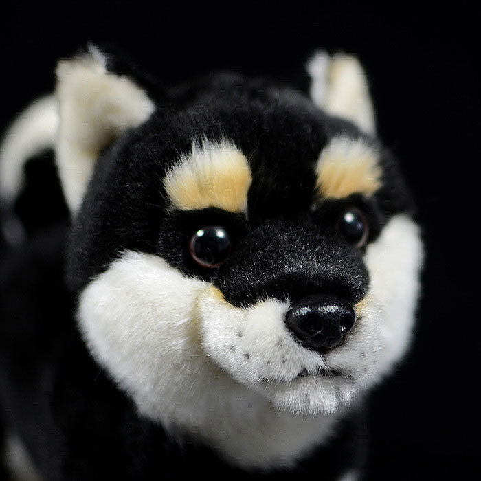 Cute dog doll simulation black Shiba dog doll standing posture dog plush toy simulation animal 28CM