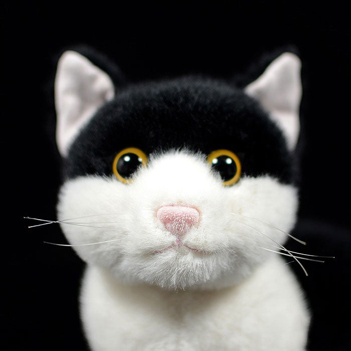 Simulation black and white cat doll cute cow cat doll Chinese garden cat plush toy simulation animal