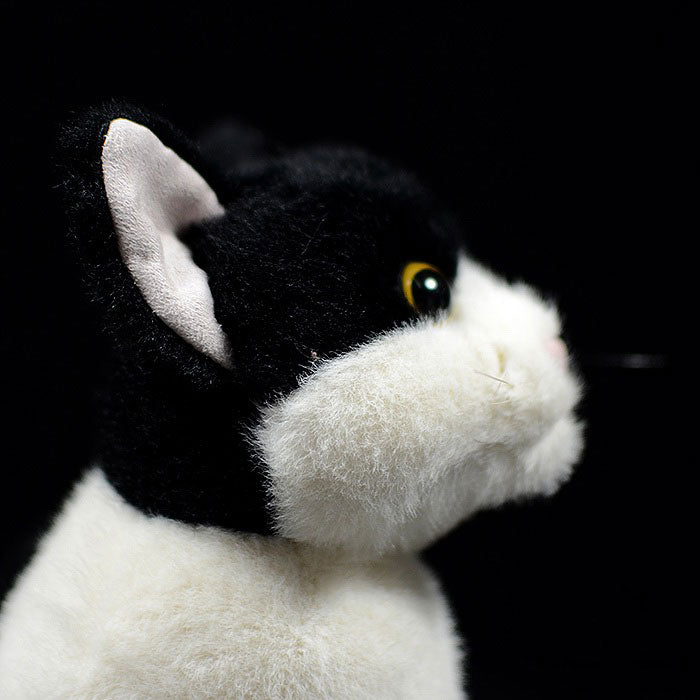 Simulation black and white cat doll cute cow cat doll Chinese garden cat plush toy simulation animal
