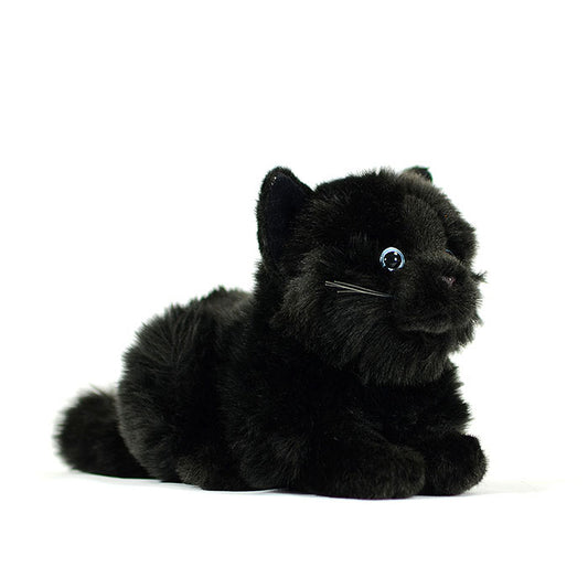 Super pure black cat plush toy doll cute little cat doll simulation cat plush toy