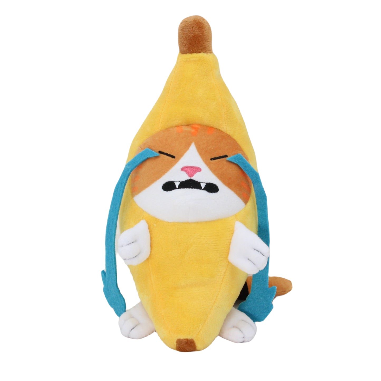 POPOTATO Funny Kawaii Crying Face Banana Cat Plush Toy Stuffed Animal 10 Inches
