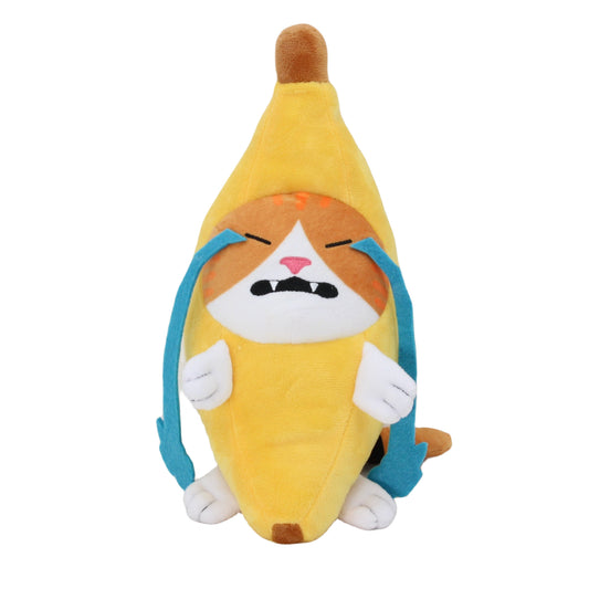POPOTATO Funny Kawaii Crying Face Banana Cat Plush Toy Stuffed Animal 10 Inches