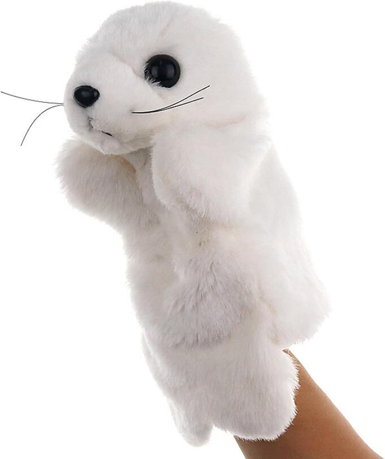 LULEZON Plush Seal Hand Stuffed puppets Ocean Animals Toys for Kids White