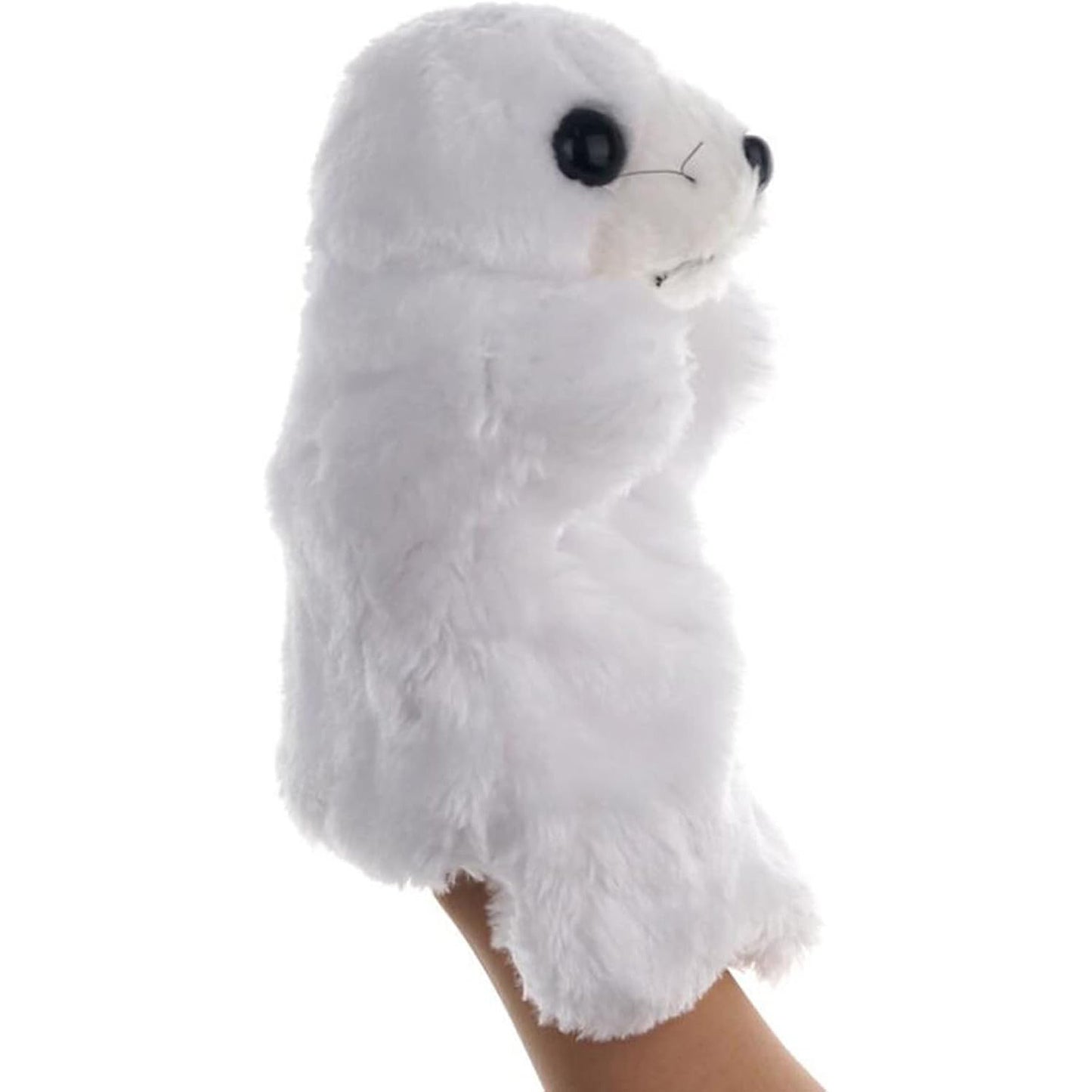 LULEZON Plush Seal Hand Stuffed puppets Ocean Animals Toys for Kids White