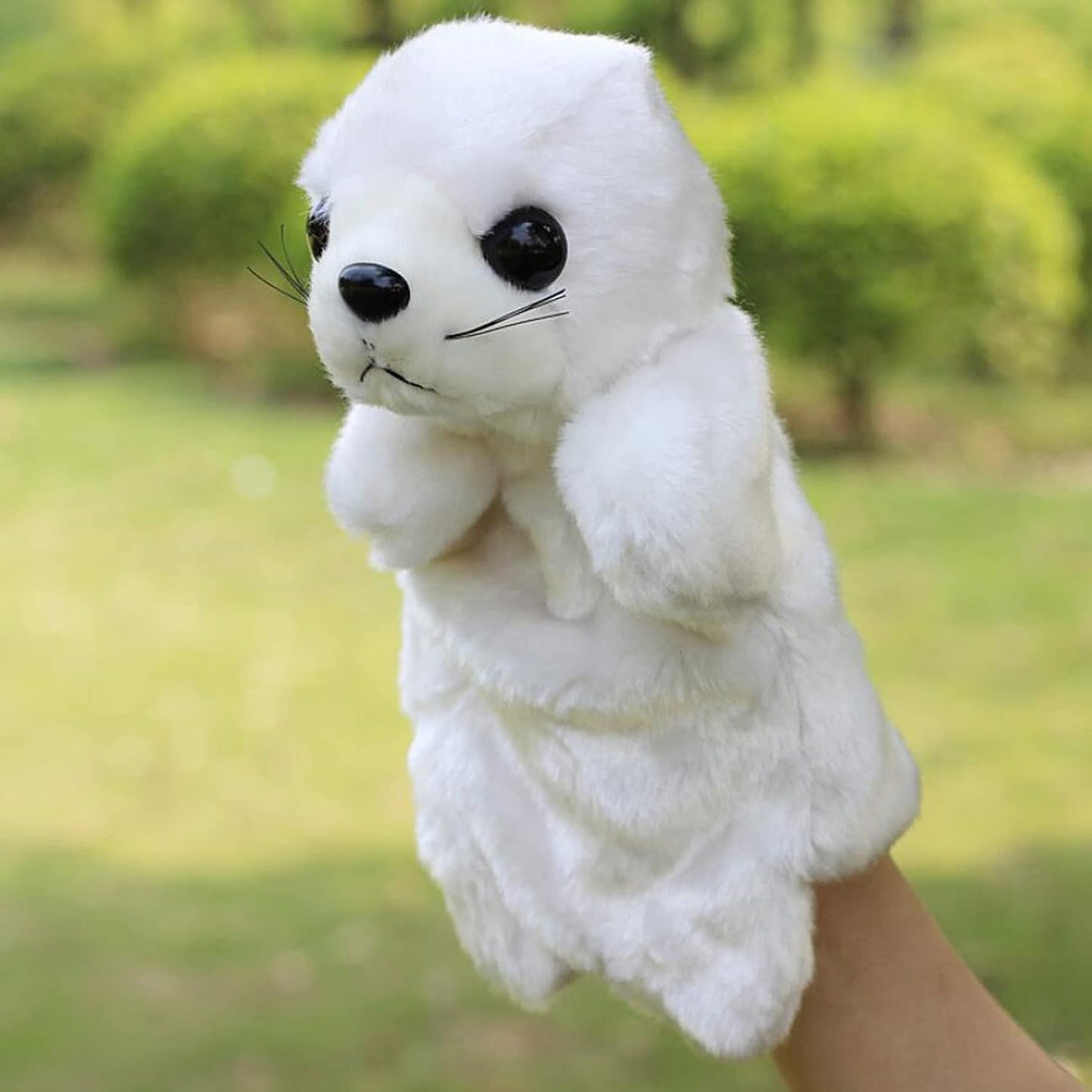 LULEZON Plush Seal Hand Stuffed puppets Ocean Animals Toys for Kids White