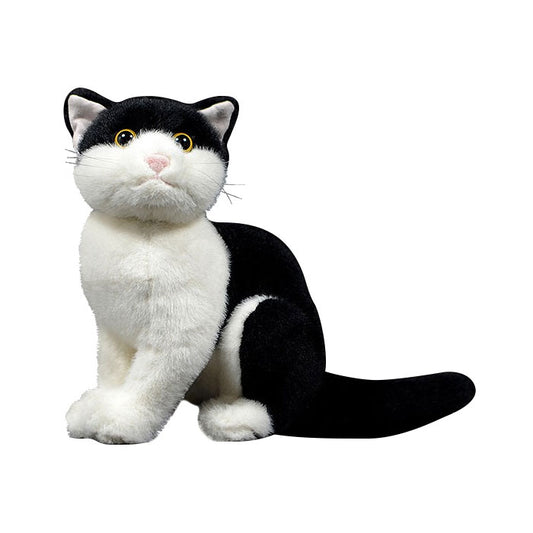 Simulation black and white cat doll cute cow cat doll Chinese garden cat plush toy simulation animal