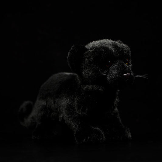 Simulated standing black leopard plush toy black leopard doll lovely leopard doll simulated animal model gift