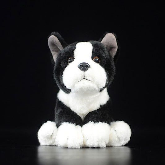 Tail list export New Zealand small black bulldog simulation dog simulation animal plush toys