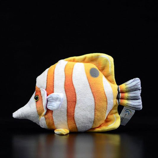 Cute tropical fish three rocket fish doll simulation copper belt butterfly fish simulation animal plush toy