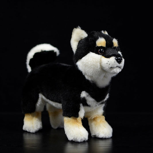 Cute dog doll simulation black Shiba dog doll standing posture dog plush toy simulation animal 28CM