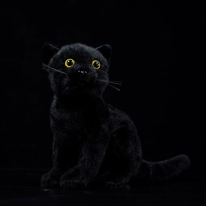 Simulation black cat doll cute short-haired cat doll Chinese garden cat plush toy simulation animal