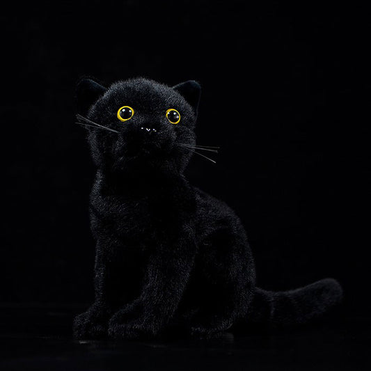 Simulation black cat doll cute short-haired cat doll Chinese garden cat plush toy simulation animal