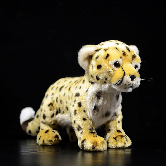 Simulated standing cheetah plush toy cheetah doll cute leopard doll simulated animal model gift