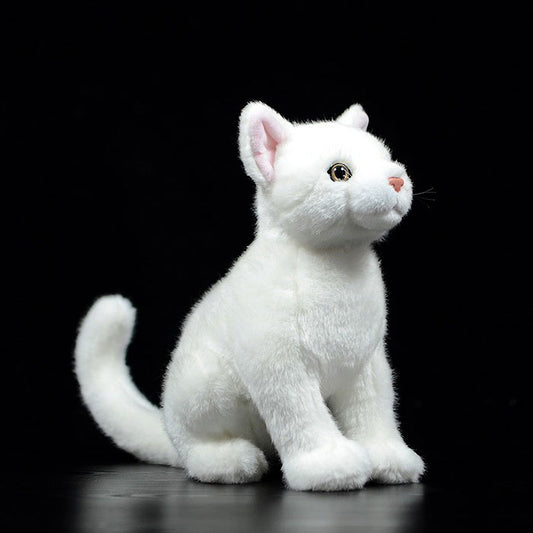 Imitation kitten plush toy doll lovely mandarin duck eye white kitten doll model gift