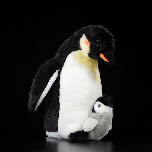 Cute emperor penguin doll simulated Penguin mother and child Penguin simulated animal plush toy 25cm