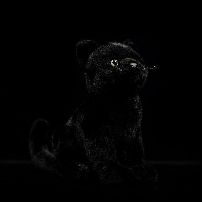Imitation kitten plush toy doll lovely black cat doll pure black cat model gift
