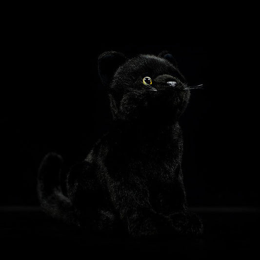 Imitation kitten plush toy doll lovely black cat doll pure black cat model gift