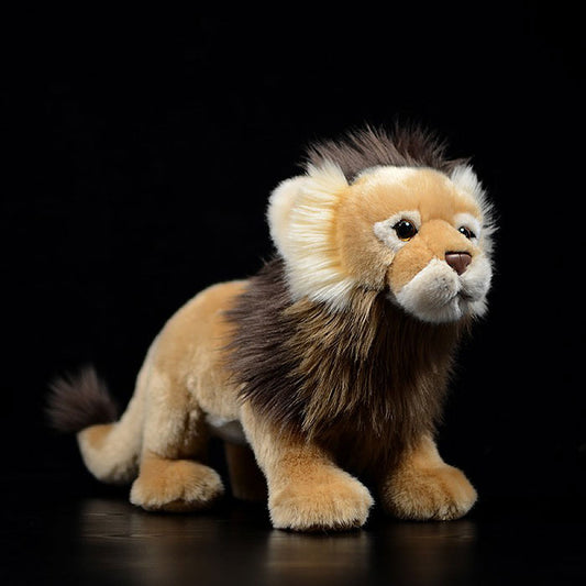 Simulated standing Lion Plush Toy Brown lion doll African male lion doll simulated animal model gift