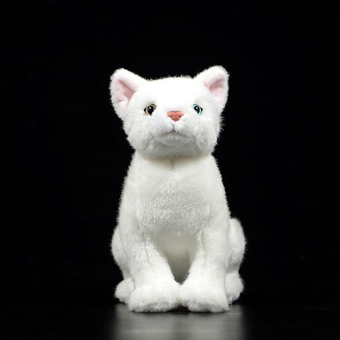 Imitation kitten plush toy doll lovely mandarin duck eye white kitten doll model gift