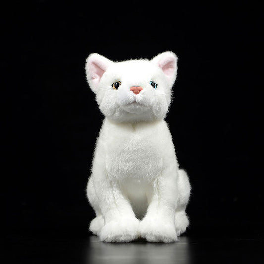 Imitation kitten plush toy doll lovely mandarin duck eye white kitten doll model gift