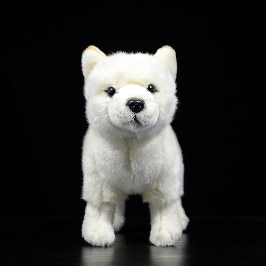 Cute dog doll simulation white Shiba dog doll standing posture dog plush toy simulation animal 28CM