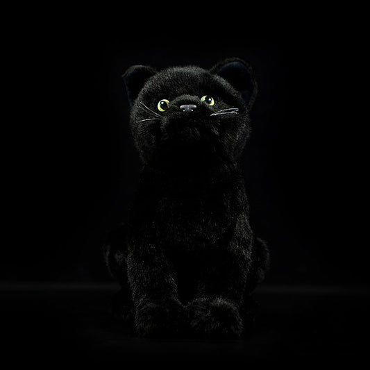 Imitation kitten plush toy doll lovely black cat doll pure black cat model gift