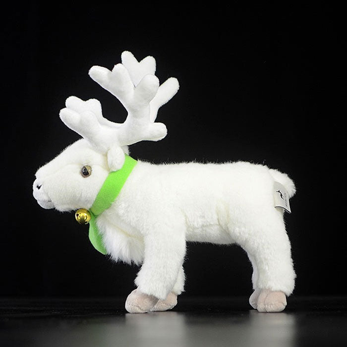 SKIDPUMP Christmas White reindeer doll simulated white Reindeer Plush Toy simulated wild animal plush toy 24CM