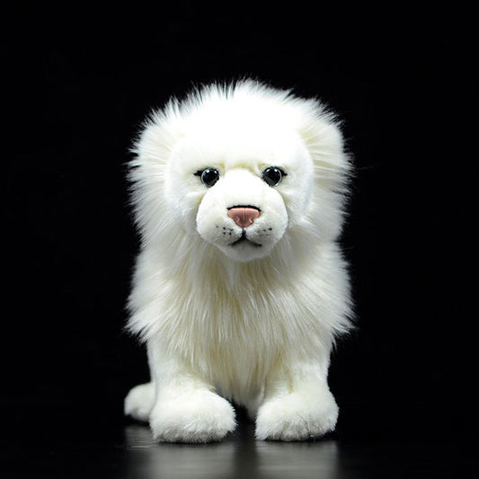 Simulation posture lion plush toy white lion doll African lion doll simulation animal model gift