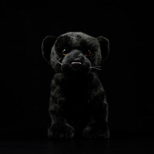 Simulated standing black leopard plush toy black leopard doll lovely leopard doll simulated animal model gift