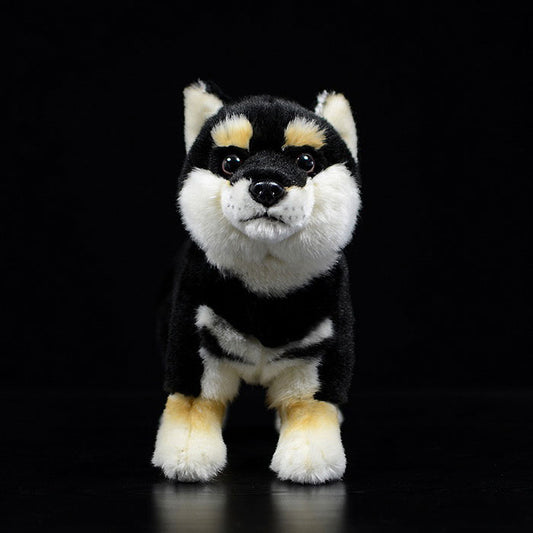 Cute dog doll simulation black Shiba dog doll standing posture dog plush toy simulation animal 28CM