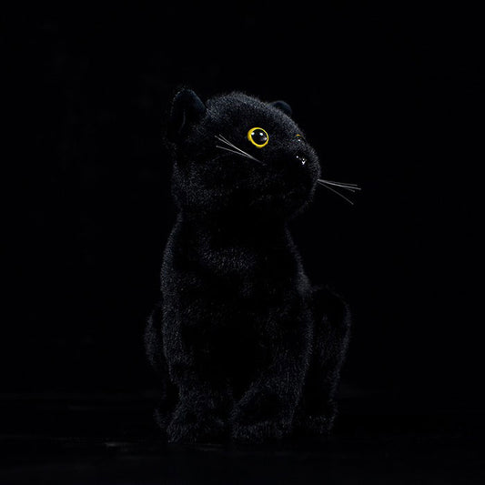 Simulation black cat doll cute short-haired cat doll Chinese garden cat plush toy simulation animal