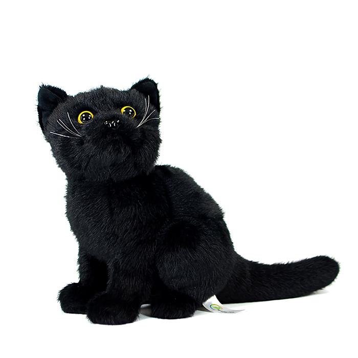 Simulation black cat doll cute short-haired cat doll Chinese garden cat plush toy simulation animal