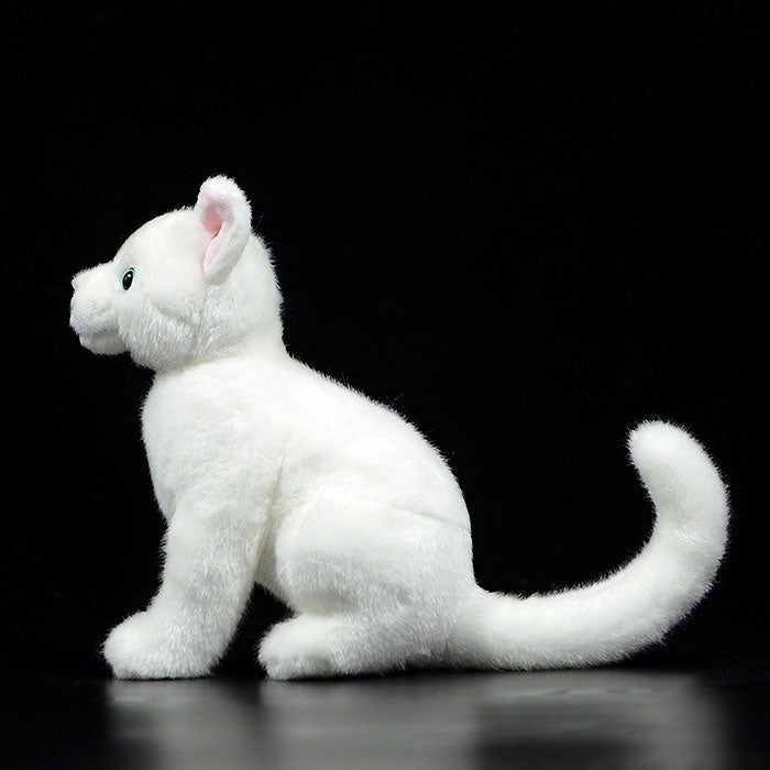 Imitation kitten plush toy doll lovely mandarin duck eye white kitten doll model gift