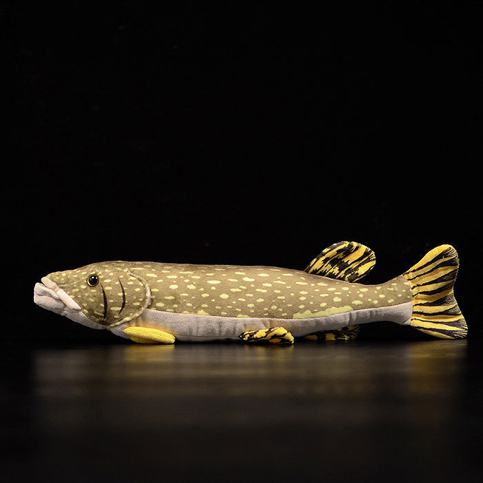 Cute pike doll simulated white spotted pike doll simulated animal plush toy model gift