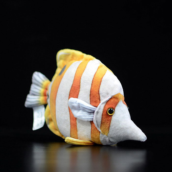Cute tropical fish three rocket fish doll simulation copper belt butterfly fish simulation animal plush toy