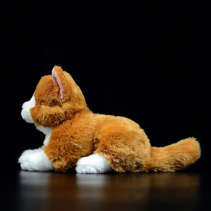 Super cute yellow and white cat plush toy doll cute kitten doll simulation cat plush toy