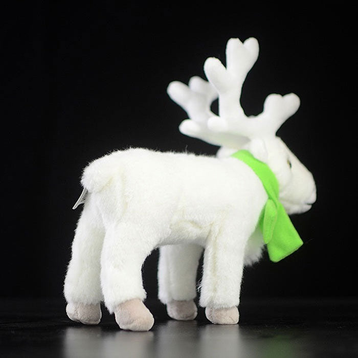 SKIDPUMP Christmas White reindeer doll simulated white Reindeer Plush Toy simulated wild animal plush toy 24CM