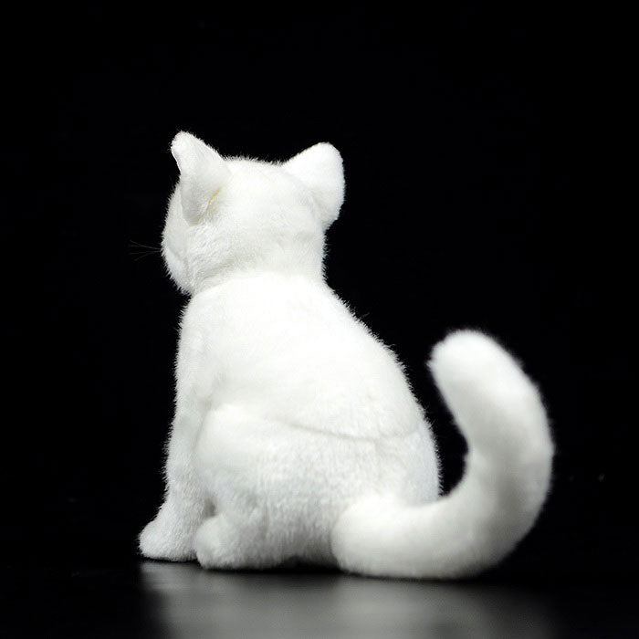Imitation kitten plush toy doll lovely mandarin duck eye white kitten doll model gift